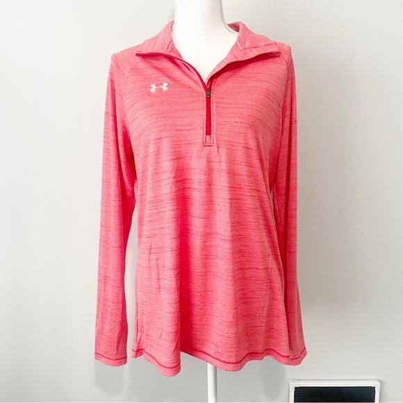 Under Armour Tops - Under Armour heat gear coral heather quarter zip long sleeve top Large NWT wick